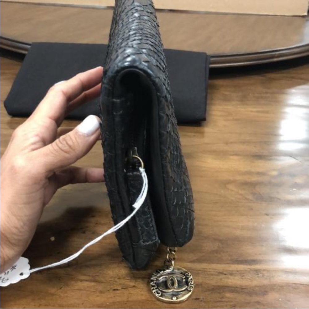 Chanel Medallion Black Python Wristlet - image 2